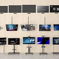 Multiple TVs Display Screens With Wall Mounts And Floor Stand Designs