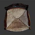 Vintage Wooden Chair With Armrests Curved Backrest And Woven Seat