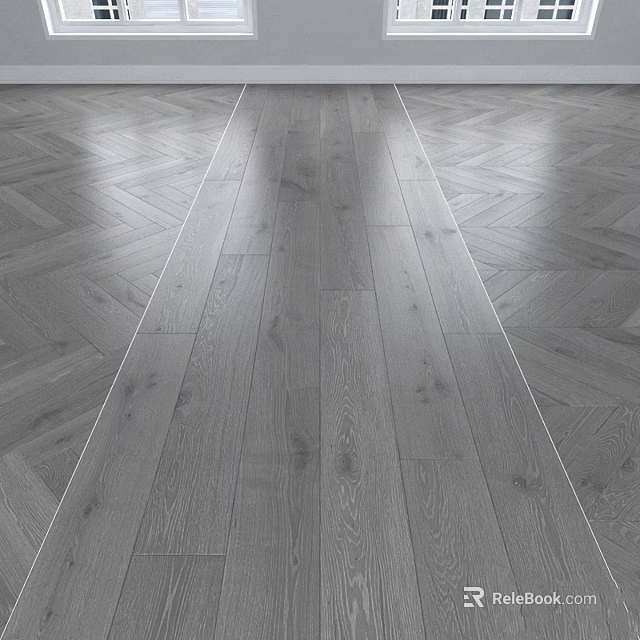 Gray Wooden Flooring Design With Herringbone Pattern And Central Straight Planks Texture 3d model