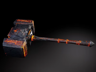 Magma Sledgehammer Fantasy Props Game Equipment Hammer Weapon Magic Style Fire Weapon Fire Hammer 3d model