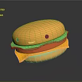 Cute Cartoon Style Smiling Hamburger With Yellow Bun Green Lettuce Red Tomato And Yellow Cheese