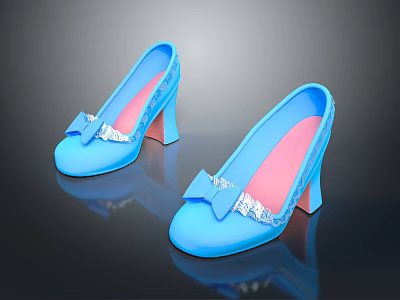 Blue High Heels With Bow And Sparkly Rhinestone Decor For Women Fashion 3d model