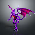 Detailed Purple Mythical Fantasy Creature With Dragon Wings Sharp Claws And Red Underbelly
