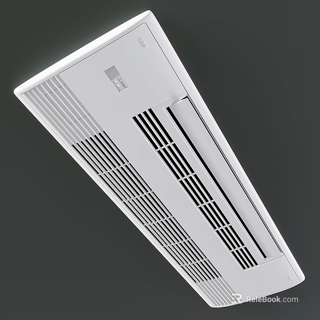 Modern White Wall Mounted Air Conditioner Fan with Sleek Grille Design and Control Panel 3d model 