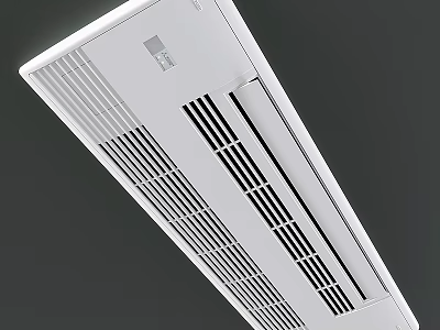 Modern White Wall Mounted Air Conditioner Fan with Sleek Grille Design and Control Panel 3d model