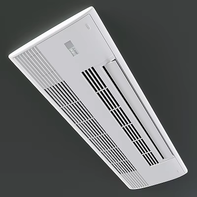 Modern White Wall Mounted Air Conditioner Fan with Sleek Grille Design and Control Panel 3d model