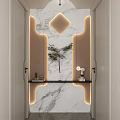 Simple Cream Style Corridor Light Strip Shape End View Entrance 3d model