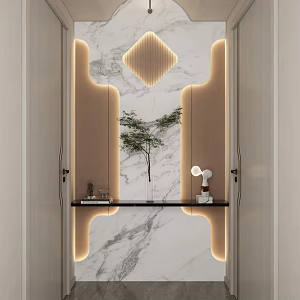 Simple Cream Style Corridor Light Strip Shape End View Entrance 3d model