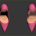 Pink Stiletto High Heels With Ankle Straps Pointed Toes And Decorative Studs