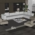 Italian Minotti Sofa Coffee Table Combination Multi-person Corner Sofa Coffee Table Leisure Chair 3d model