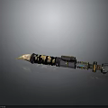 Decorative Weapon Design With Gold And Black Patterns Metal Blade And Mechanical Structure