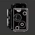 Vintage PHOTOREX Twin Lens Camera Electronic Device Featuring Black Silver Design and Knobs