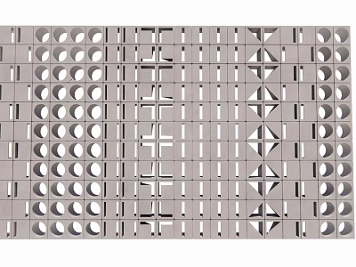 Modern Architectural Building Facade With Geometric Patterns Circular Holes Cross And Triangular Motifs 3d model