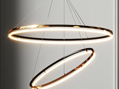Modern Double Ring Chandelier With Illuminated Metal Frame For Interior Design 3d model