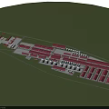 Industrial Factory with Red Roofs and White Cylindrical Storage Tanks in Industrial Area Layout