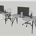 Modern Office Workspace With Dual Computer Desks Ergonomic Chairs And Monitors