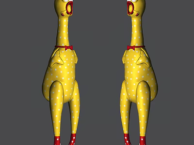 Yellow Giraffe Stuffed Toy with White Polka Dots Red Bow Tie and Red Feet 3d model