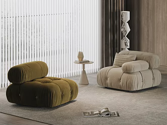Modern Italian Middle-style Single-person Sofa Modular Sofa Mario Sofa Casual Sofa Floor Lamp Carpet Side 3d model