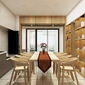 Modern Open Kitchen Interior Design With Dining Table Wine Rack And Cabinets