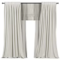 Light Gray Pleated Curtains With Sheer Overlay For Elegant Window Treatment 3d model