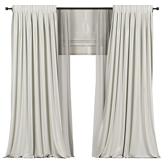 Plain Fabric Gauze Curtain 3d model