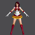 Game Movie Female Character In Red Bow Costume With Yellow Skirt White Gloves And Boots