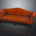 Orange Leather Sofa With Rolled Arms And Wooden Legs Classic Design