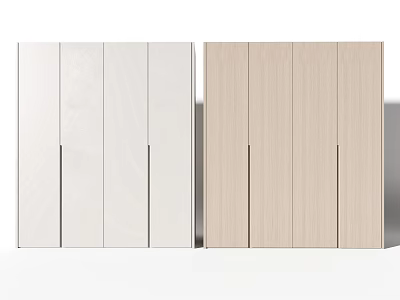 Modern Wardrobe Design With White And Light Wooden Panel Doors For Bedroom Storage 3d model