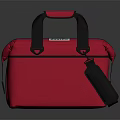 Red Bag Case With Black Handles Shoulder Strap And White Label 3d model