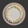 Elegant Round Cake With White Cream Frosting Yellow Petal Decorations And Pink Base