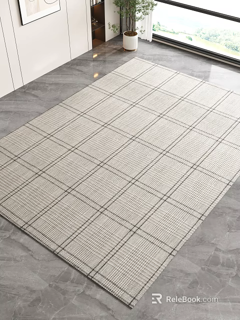 Square Woven Rug With Grid Pattern For Home Decor 3d model