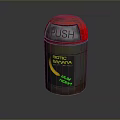 Biotic Banana Recycling Trash Bin With Push Red Lid And Banana Skin Label Design