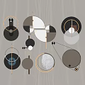 Modern Geometric Wall Decor with Circular Metal and Marble Elements for Contemporary Interior 3d model