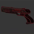 Modern Futuristic Pistol With Sleek Metallic Finish And Black Grip Design