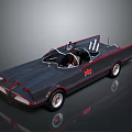 Vintage Convertible Car With Gray Body Red Accents Streamlined Design And Tail Fin