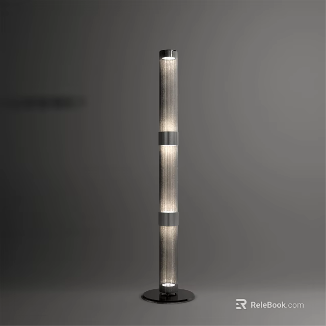 Modern Tall Floor Lamp With Segmented Glass And Metal Design For Home Lighting 3d model 