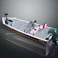 White And Red Fishing Boat With Seats Console Deck And Outboard Motor