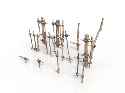 Handmade Plant Support Structures Using Natural Branches And Sticks for Growing Plants 3d model