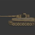 Military Tank With Long Gun Barrel Heavy Tracks Turret Antenna And Sand Texture