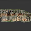Natural Rocky Mountain Landscape With Layered Rock Formations And Green Vegetation