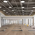 Spacious Fitness Studio Interior With Yoga Equipment