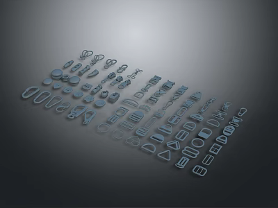 Assorted Metal Hardware Components With Various Shapes Sizes And Fastener Designs 3d model