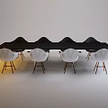 Modern Black Conference Table With White Chairs For Office Meeting Space