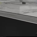 Gray Kitchen Sideboard With Open Shelves Drawers Microwave Wine Bottle Bread And Storage Bowls