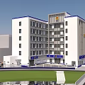 Multi Story Modern Police Station Building Exterior With Signage Lawn And Fence