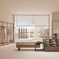 Bright Minimalist Modern Women Clothing Store Interior With Tidy Garments And Handbag Display Design