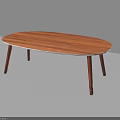 Modern Oval Coffee Table With Wooden Top White Edge And Thin Wooden Legs