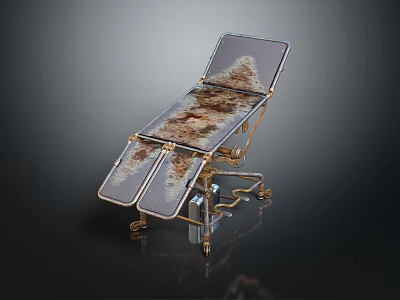 Adjustable Medical Examination Table With Metal Frame Padded Surface And Wheels 3d model