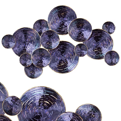Purple Circular Shiny Wall Decor With Various Sizes Gold Edge Lines And Irregular Arrangement 3d model