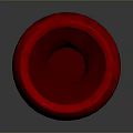 Red Textured Pottery Jar Sculpture Carving Featuring Smooth Rim and Glossy Surface